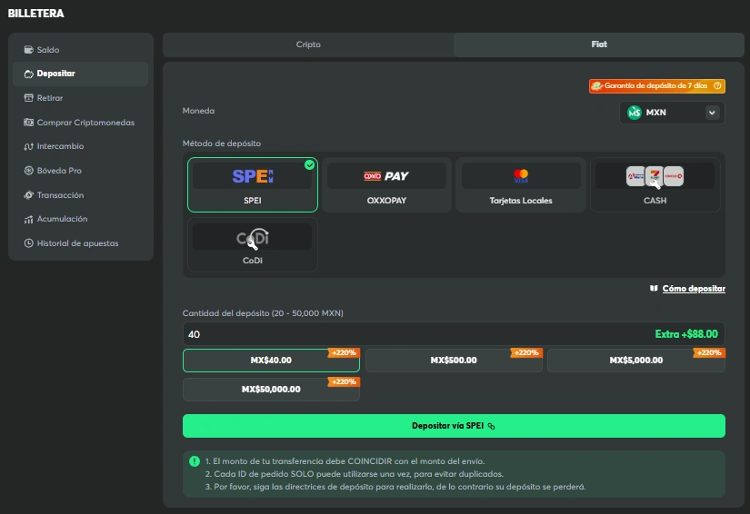 Cómo Depositar con Criptomonedas