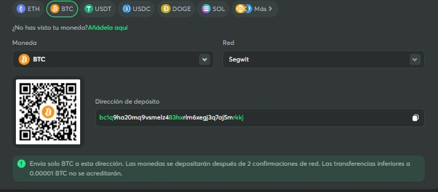 Cómo Depositar con Criptomonedas